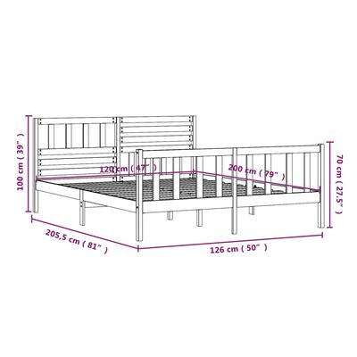 vidaXL Massivholzbett Weiß 120x200 cm