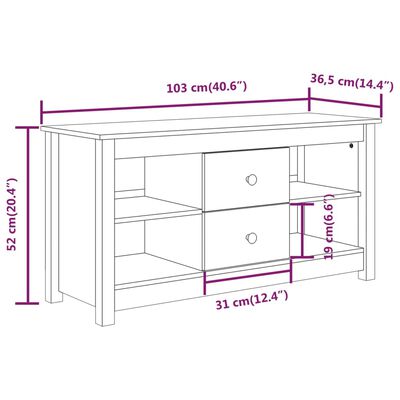 vidaXL TV-Schrank Schwarz 103x36,5x52 cm Massivholz Kiefer