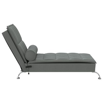 vidaXL Massage-Chaiselongue mit Nackenrolle Dunkelgrau Stoff