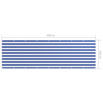 vidaXL Balkon-Sichtschutz Weiß und Blau 120x400 cm Oxford-Gewebe