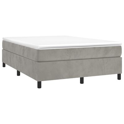 vidaXL Boxspringbett mit Matratze Hellgrau 140x200 cm Samt