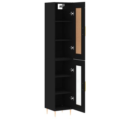 vidaXL Highboard Schwarz 34,5x34x180 cm Holzwerkstoff