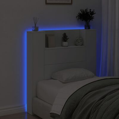 vidaXL LED-Kopfteil mit Ablagen Weiß 100x16,5x103,5 cm