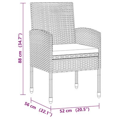 vidaXL 9-tlg. Garten-Essgruppe Poly Rattan Schwarz