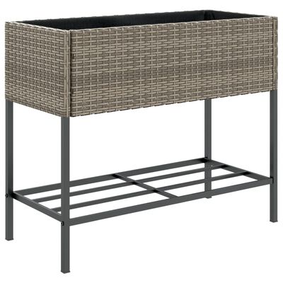 vidaXL Hochbeete mit Ablage 2 Stk. Grau 90x40x75 cm Poly Rattan