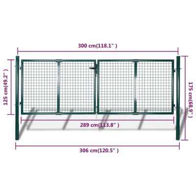 vidaXL Gartenzaun Tor 289x125 cm/306x175 cm Stahl Grün