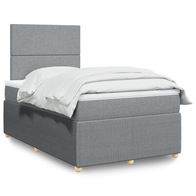 vidaXL Boxspringbett mit Matratze Hellgrau 120x200 cm Stoff