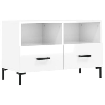 vidaXL TV-Schrank Hochglanz-Weiß 80x36x50 cm Holzwerkstoff