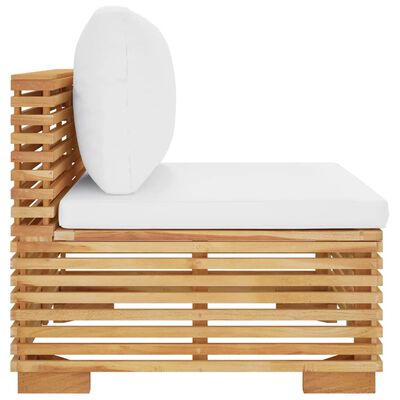 vidaXL Garten-Mittelsofa mit Creme Kissen Massivholz Teak