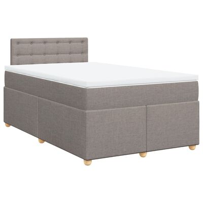 vidaXL Boxspringbett mit Matratze Taupe 120x200 cm Stoff