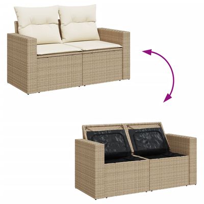 vidaXL 8-tlg. Garten-Sofagarnitur mit Kissen Beige Poly Rattan