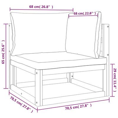 vidaXL 8-tlg. Garten-Lounge-Set mit Hellgrauen Kissen Massivholz