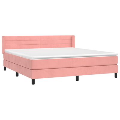 vidaXL Boxspringbett mit Matratze Rosa 180x200 cm Samt