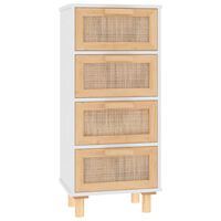 vidaXL Sideboard Weiß 40x30x90 cm Massivholz Kiefer und Natur-Rattan