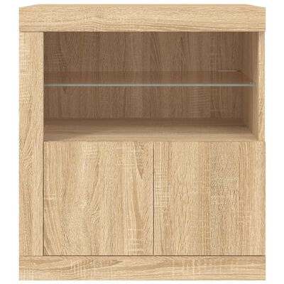 vidaXL Sideboard mit LED-Leuchten Sonoma-Eiche 60,5x37x67 cm