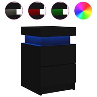 vidaXL Nachttisch mit LED-Leuchten Schwarz 35x39x55 cm