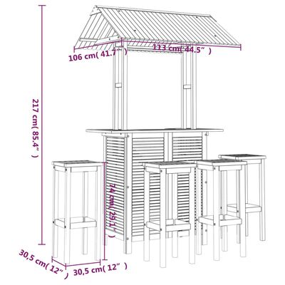 vidaXL 5-tlg. Gartenbar-Set Massivholz Akazie