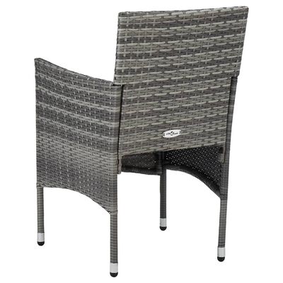 vidaXL Garten-Essstühle 2 Stk. Poly Rattan Grau