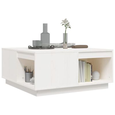 vidaXL Couchtisch Weiß 80x81x36,5 cm Massivholz Kiefer