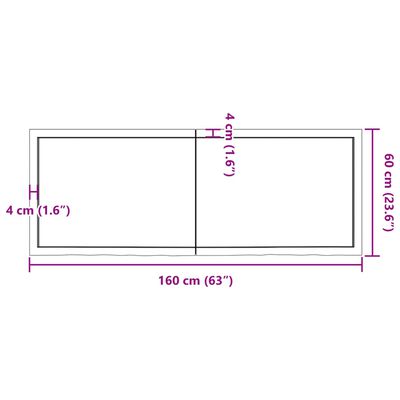 vidaXL Waschtischplatte Hellbraun 160x60x(2-4) cm Massivholz Behandelt