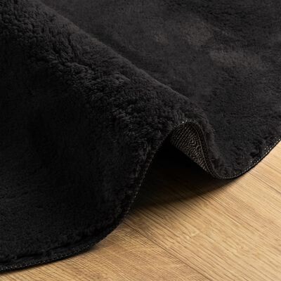 vidaXL Teppich HUARTE Kurzflor Weich und Waschbar Schwarz Ø 120 cm