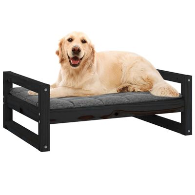 vidaXL Hundebett Schwarz 75,5x55,5x28 cm Massivholz Kiefer