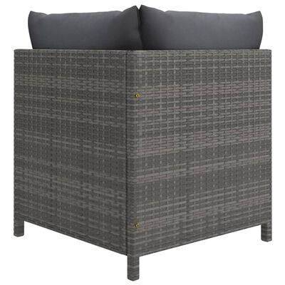 vidaXL 4-Sitzer-Gartensofa mit Kissen Grau Poly Rattan