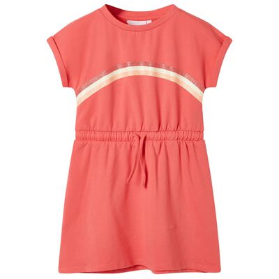 Kinderkleid mit Kordelzug Korallenrosa 104