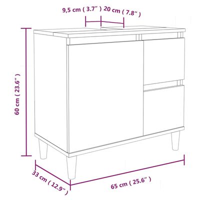 vidaXL Badschrank Grau Sonoma 65x33x60 cm Holzwerkstoff