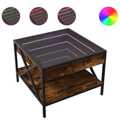 vidaXL Couchtisch mit Infinity-LED Räuchereiche 50x50x38 cm