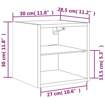 vidaXL TV-Wandschrank mit LED-Leuchten Braun Eichen-Optik 30x28,5x30cm