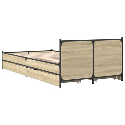 vidaXL Bettgestell mit Schubladen Sonoma-Eiche 75x190 cm Holzwerkstoff