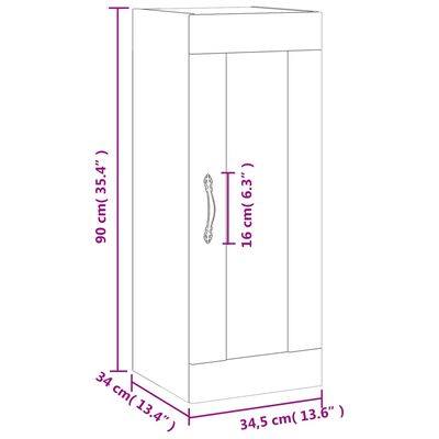 vidaXL Wandschrank Grau Sonoma 34,5x34x90 cm