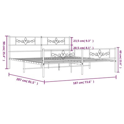 vidaXL Bettgestell mit Kopf- und Fußteil Metall Weiß 180x200 cm