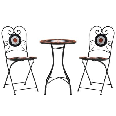 vidaXL Mosaik-Bistro-Set Terrakottarot und Weiß Eisen und Keramik