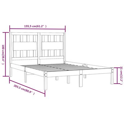 vidaXL Massivholzbett Grau Kiefer 150x200 cm