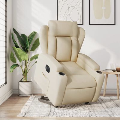 vidaXL Relaxsessel mit Aufstehhilfe Elektrisch Creme Stoff