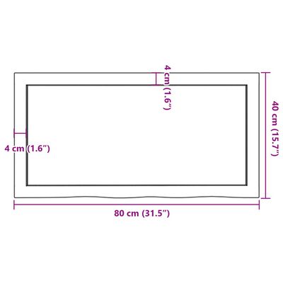 vidaXL Tischplatte 80x40x(2-6) cm Massivholz Eiche Unbehandelt