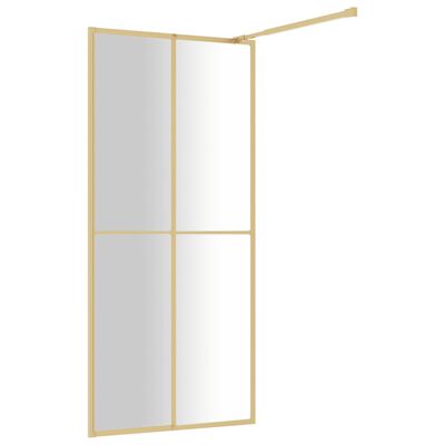 vidaXL Duschwand für Begehbare Dusche mit ESG Klarglas Golden 90x195cm