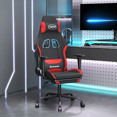 vidaXL Gaming-Stuhl mit Fußstütze Schwarz und Rot Stoff