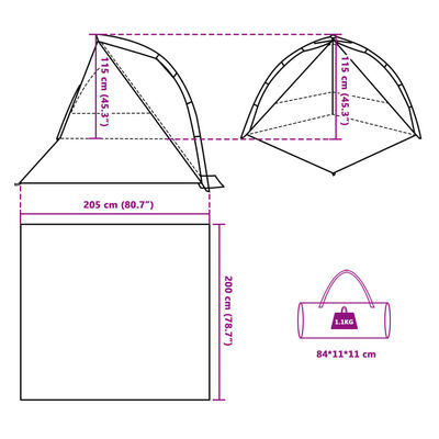 vidaXL Strandzelt Grau Quick Release Wasserdicht