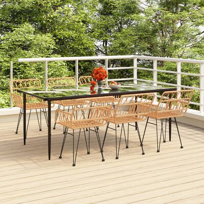 vidaXL 7-tlg. Garten-Essgruppe Poly Rattan