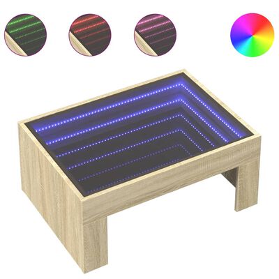 vidaXL Couchtisch mit Infinity-LED Sonoma-Eiche 70x50x30 cm