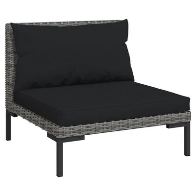 vidaXL 3-tlg. Garten-Lounge-Set mit Kissen Poly Rattan Dunkelgrau