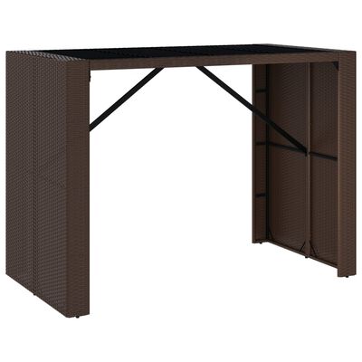 vidaXL Bartisch mit Glasplatte Braun 145x80x110 cm Poly Rattan