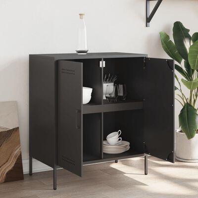 vidaXL Sideboard Schwarz 68x39x79 cm Stahl