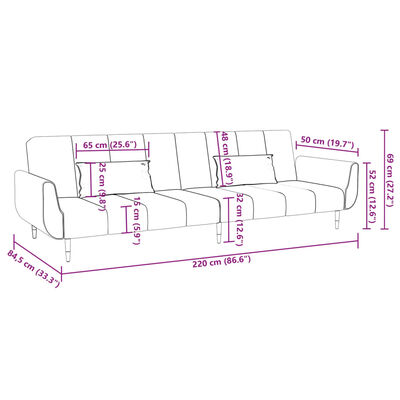 vidaXL Schlafsofa 2-Sitzer mit 2 Kissen Gelb Samt