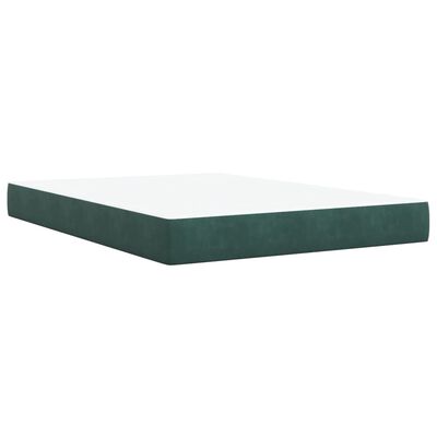 vidaXL Boxspringbett mit Matratze Dunkelgrün 140x190 cm Samt