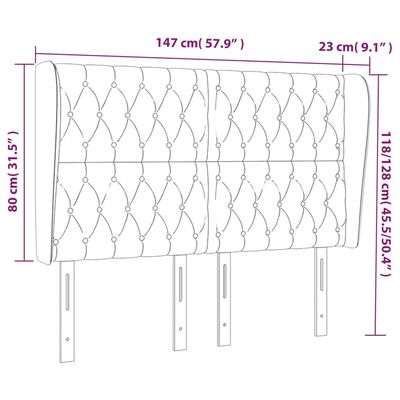 vidaXL Kopfteil mit Ohren Grün 147x23x118/128 cm Stoff