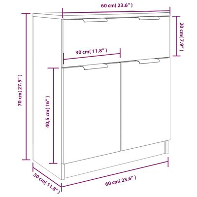 vidaXL 3-tlg. Sideboard Räuchereiche Holzwerkstoff